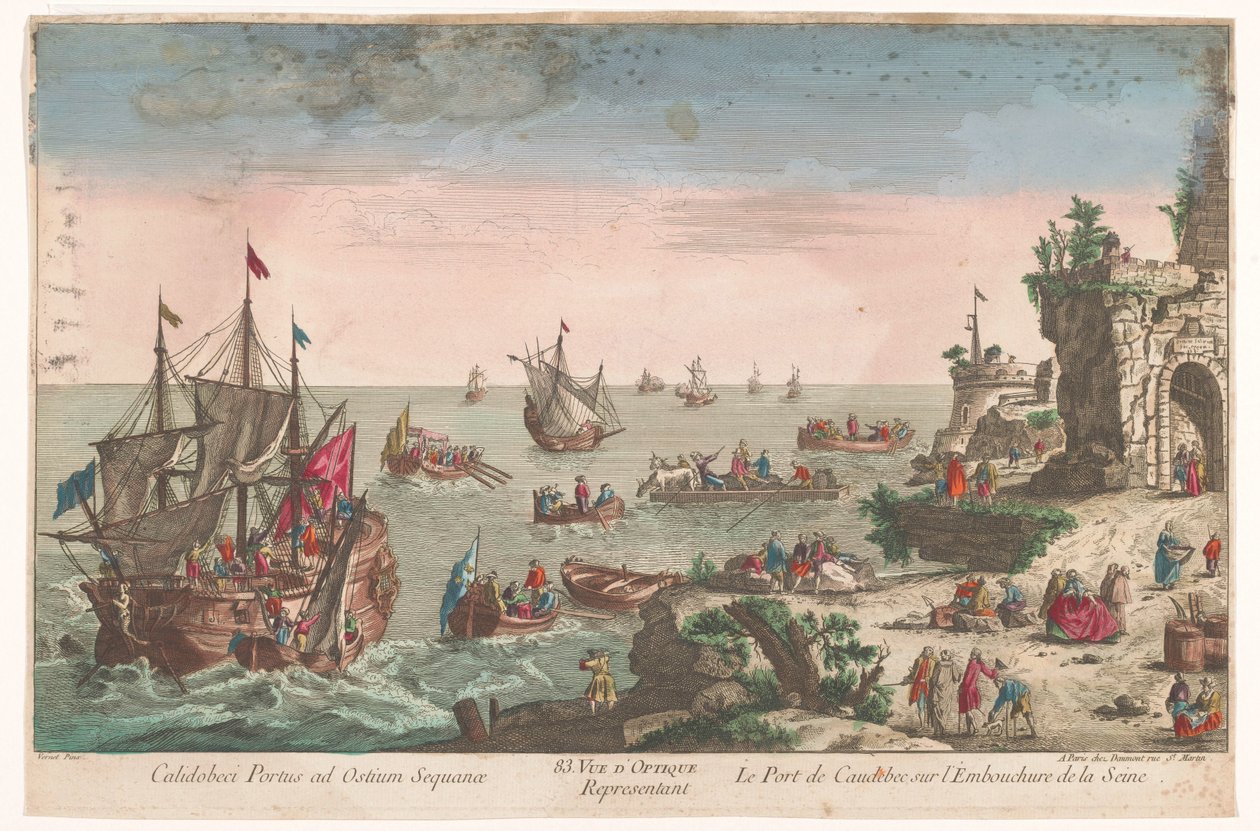Gezicht op de haven te Caudebec bij de monding van de rivier de Seine
83. Vista óptica do porto de Caudebec na foz do Sena (título sobre o objecto) de Jean François Daumont