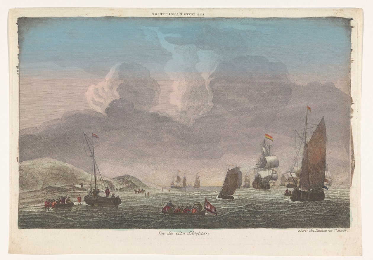 Vista da costa de Inglaterra com navios e barcos na água
Les cotes d