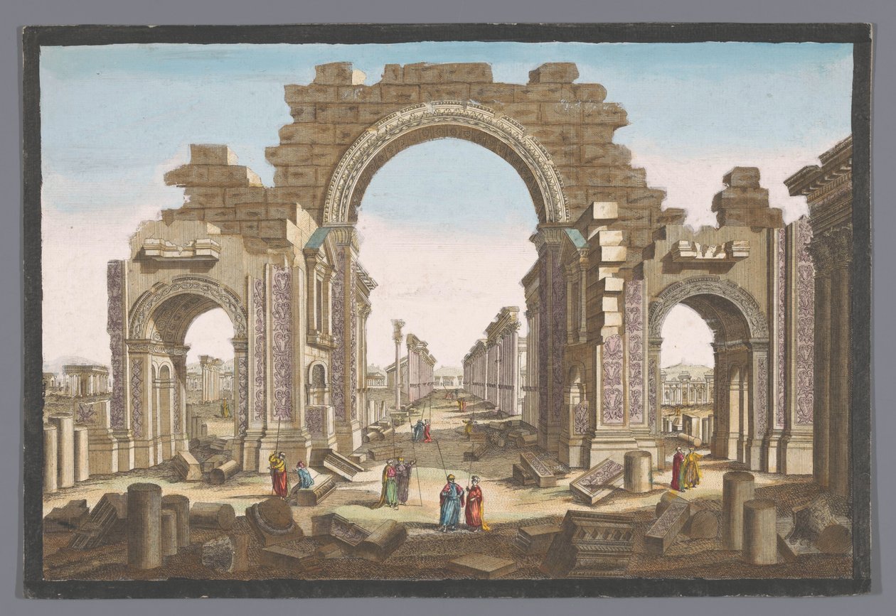 Vista do arco em ruínas da colunata de Palmyra, vista do lado leste
11e. Vue d