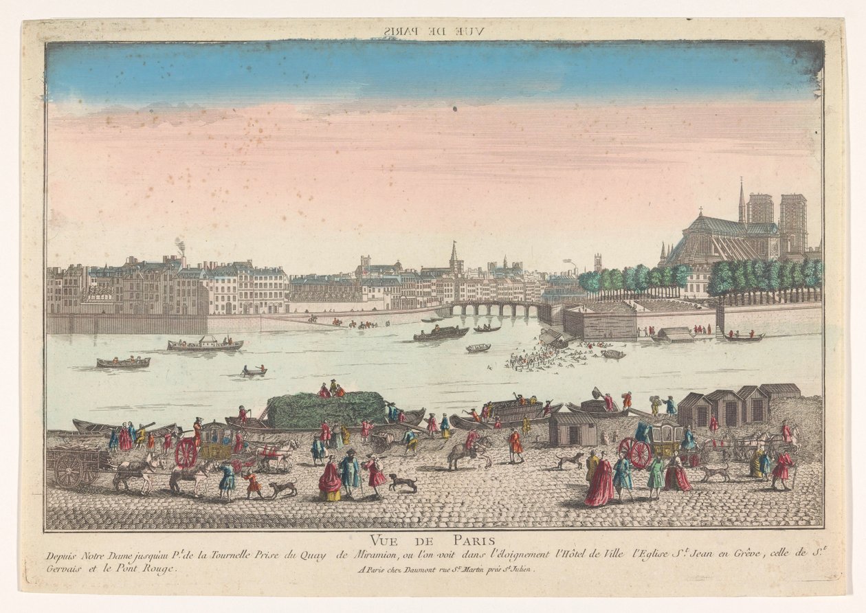 Vista da cidade de Paris vista do Quai de Miramion Vue de Paris (título no objeto) de Jean François Daumont