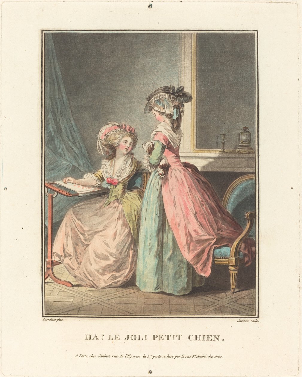 Ah! O cachorrinho fofo de Jean François Janinet after Nicolas Lavreince