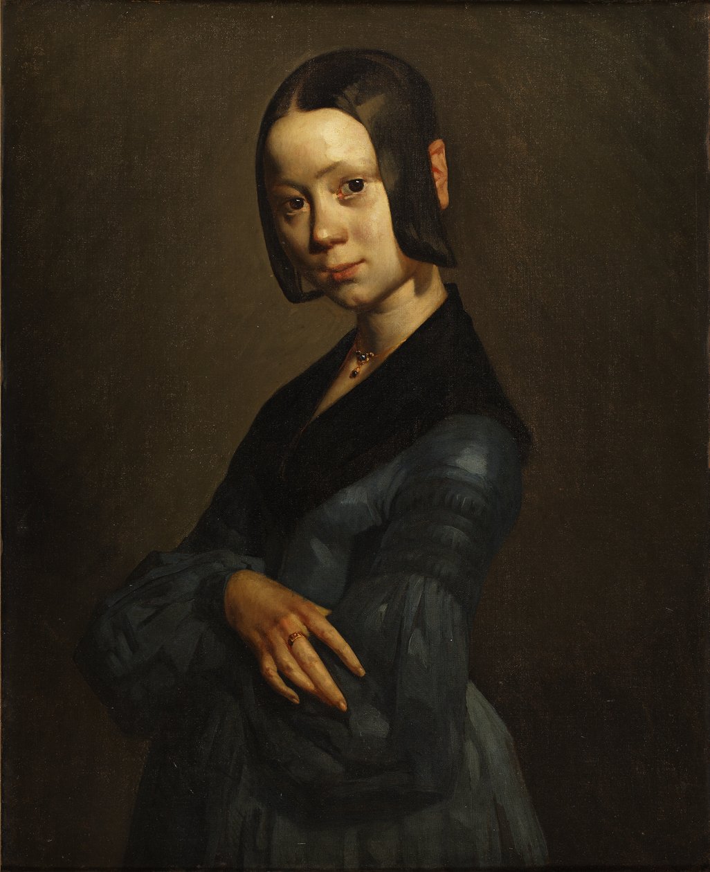 Retrato de Pauline Ono em azul de Jean Francois Millet