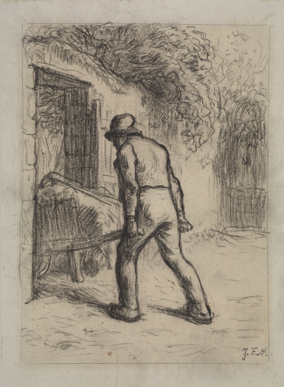 Estudo para o homem com um carrinho de mão de Jean Francois Millet