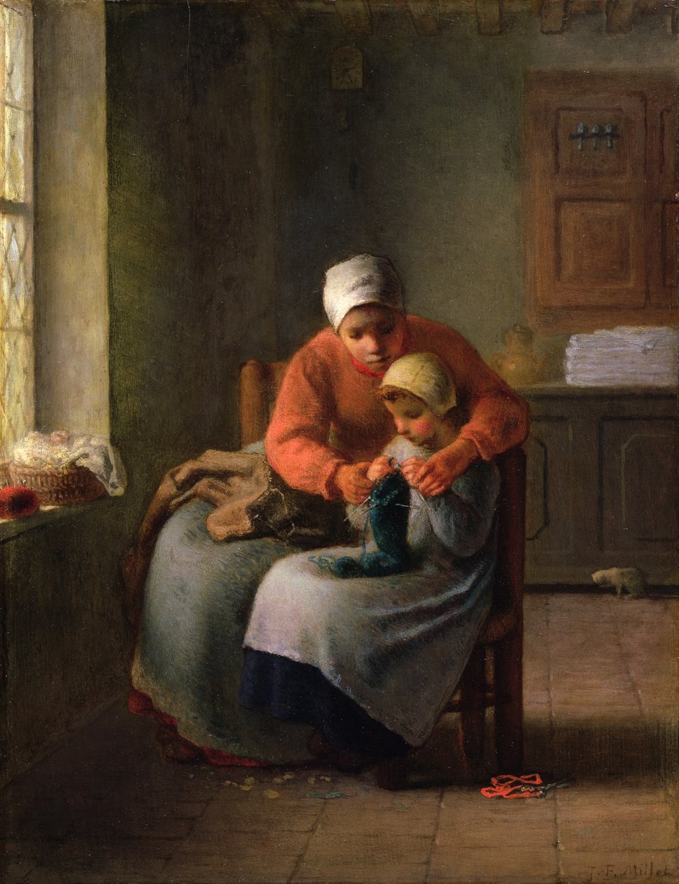 A lição de tricô de Jean Francois Millet