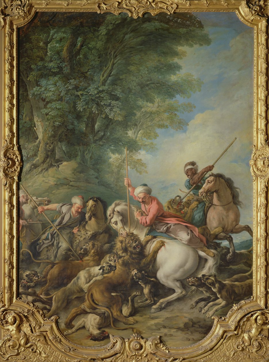 Leões Caçadores Turcos (óleo sobre tela) de Jean François de Troy