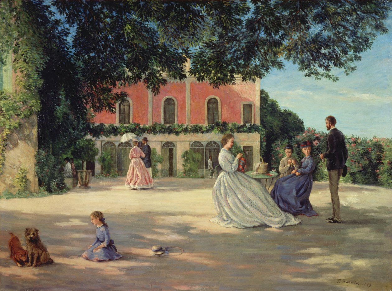 Reunião de família no terraço de Meric de Jean Frederic Bazille