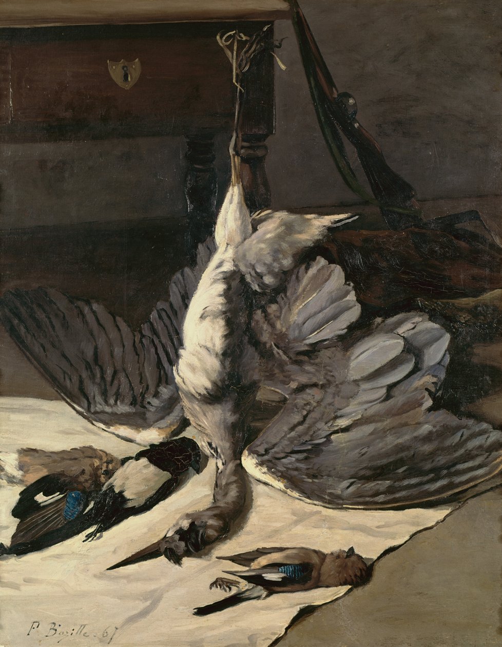 Ainda vida com garça-real, 1867 de Jean Frederic Bazille
