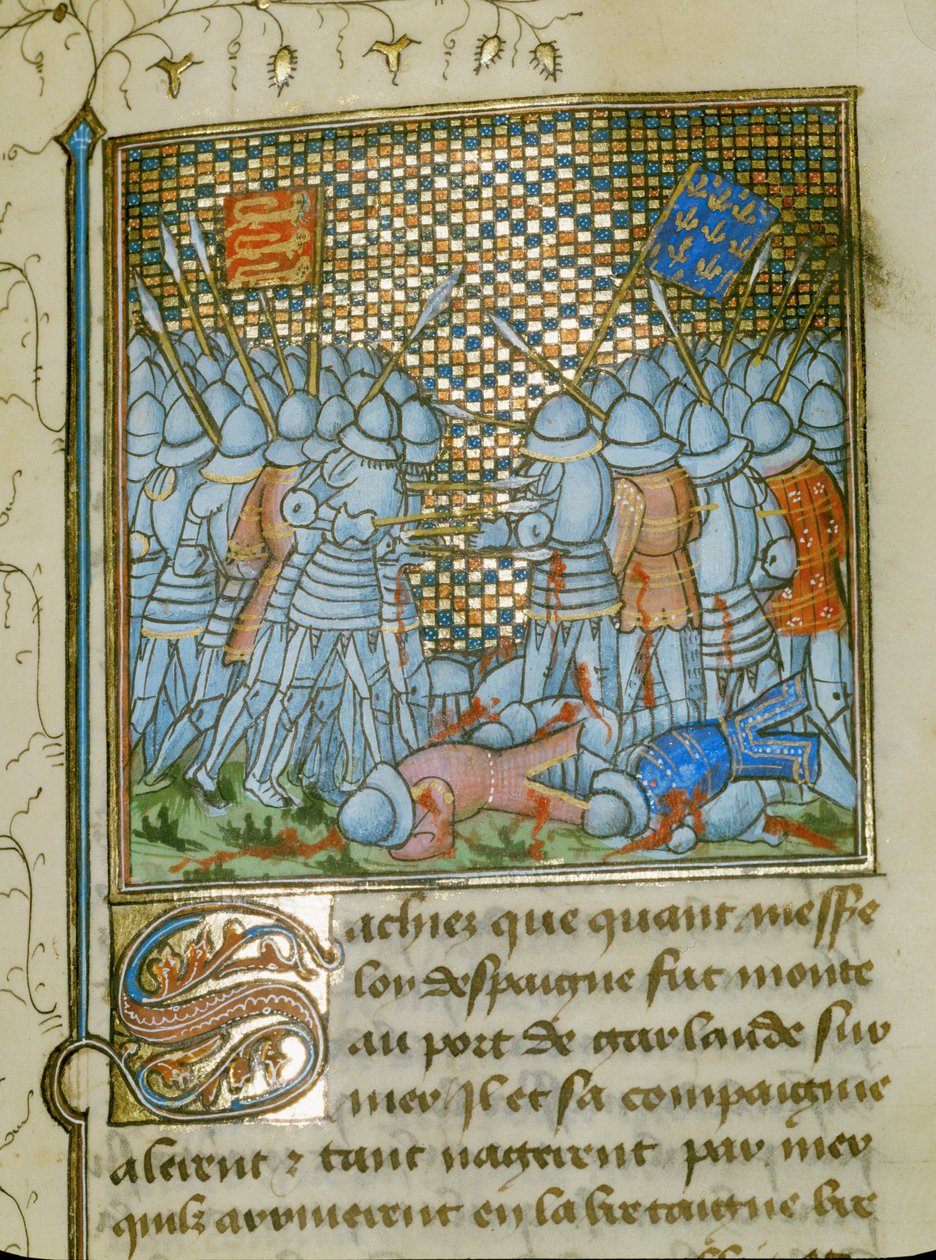 Batalha entre franceses e ingleses na costa da Bretanha ... de Jean Froissart