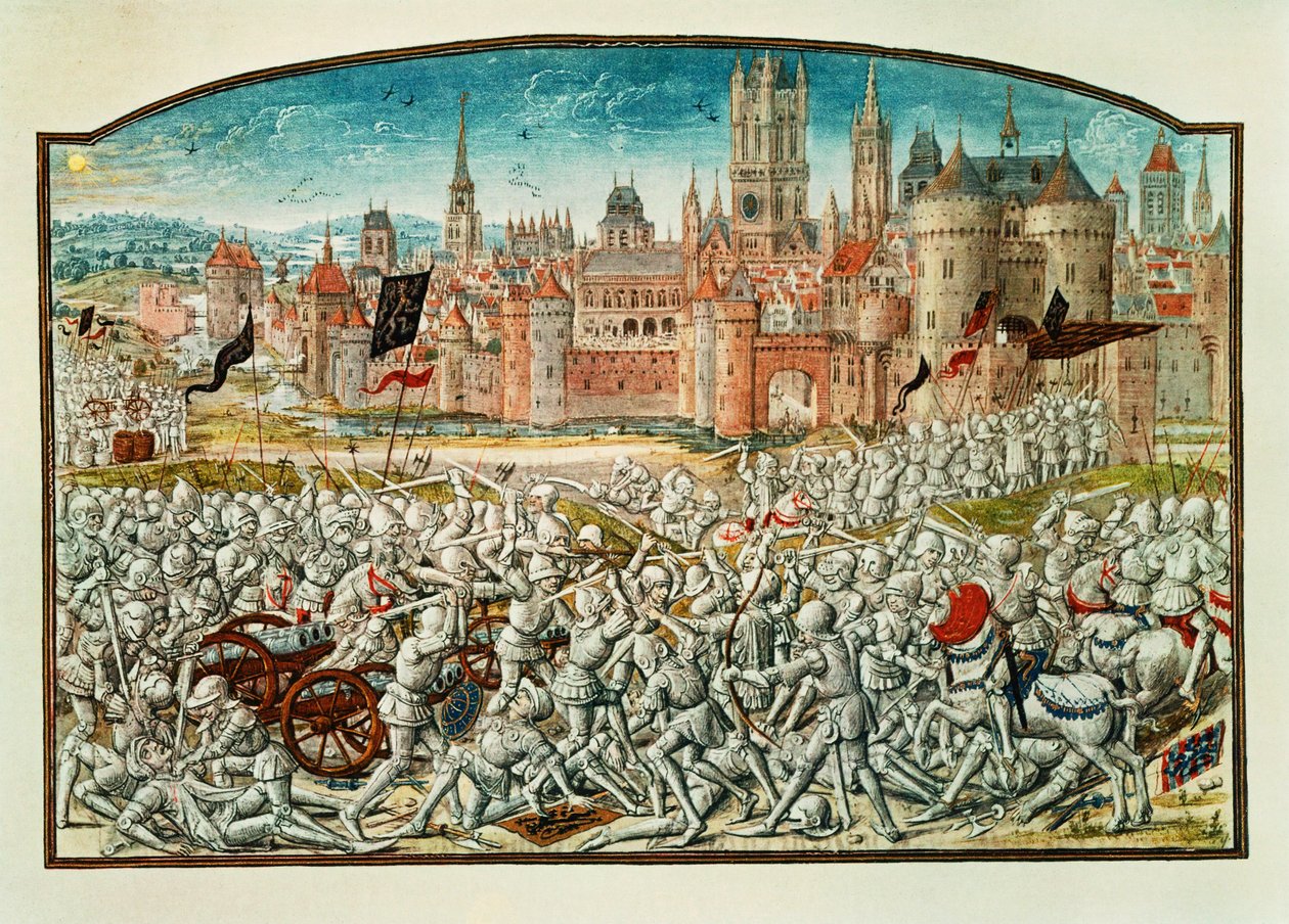 Vitória dos habitantes de Gand perante as muralhas de Bruges ... de Jean Froissart