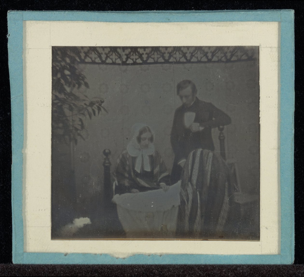 Retrato de M. & Mme. Eynard por um berço de Jean Gabriel Eynard