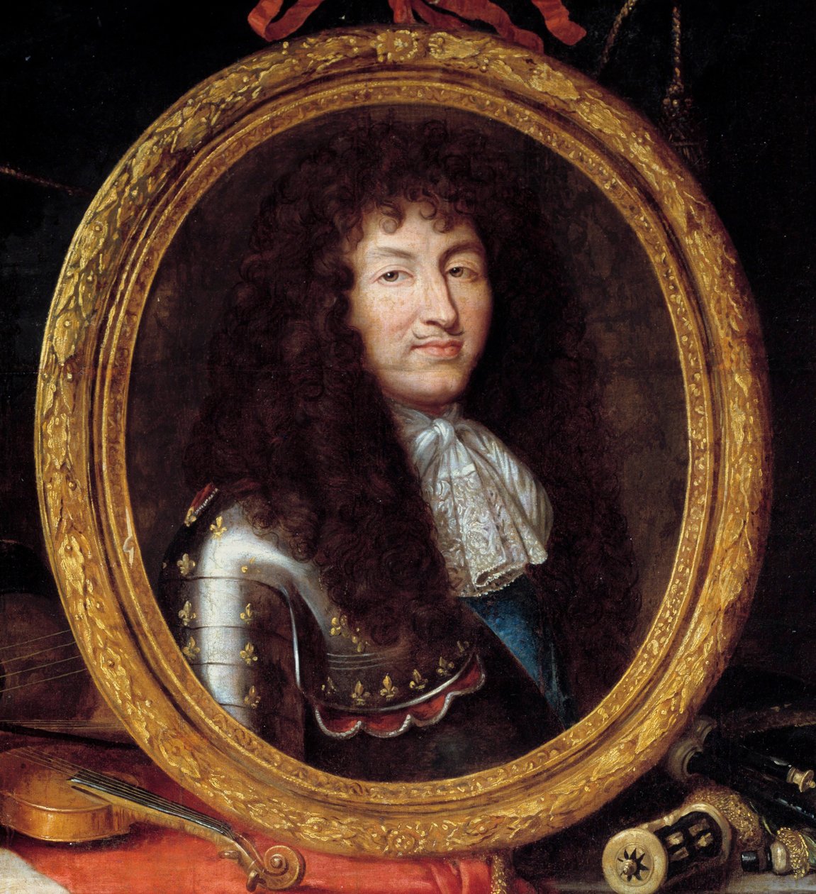 Retrato de Luís XIV Rei de França (1638-1715) Detalhe. Pintura de Jean Garnier (1632-1705) Século XVII. Dim 1,74 x 2,23 m de Jean Garnier