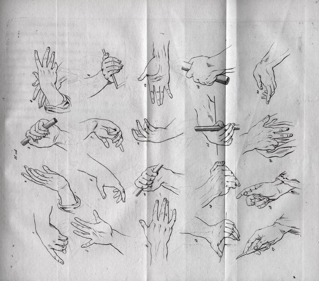 Fisiognomia - Fisiognomonia - Várias mãos cuja expressão é diferente - "A arte de conhecer os homens através da fisionomia" de Johann Kaspar Lavater ou Gaspard Lavater (1741-1801), teólogo suíço - 1806 de Jean Gaspard Lavater