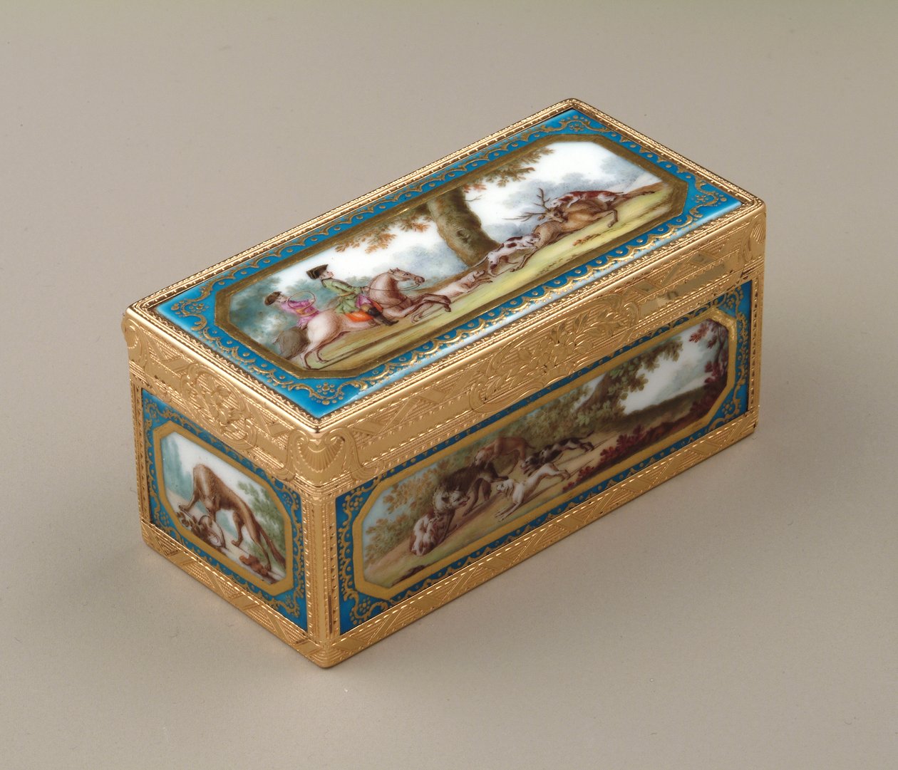 Caixinha de rapé, c.1760 (ouro com porcelana Sevres) de Jean Georges