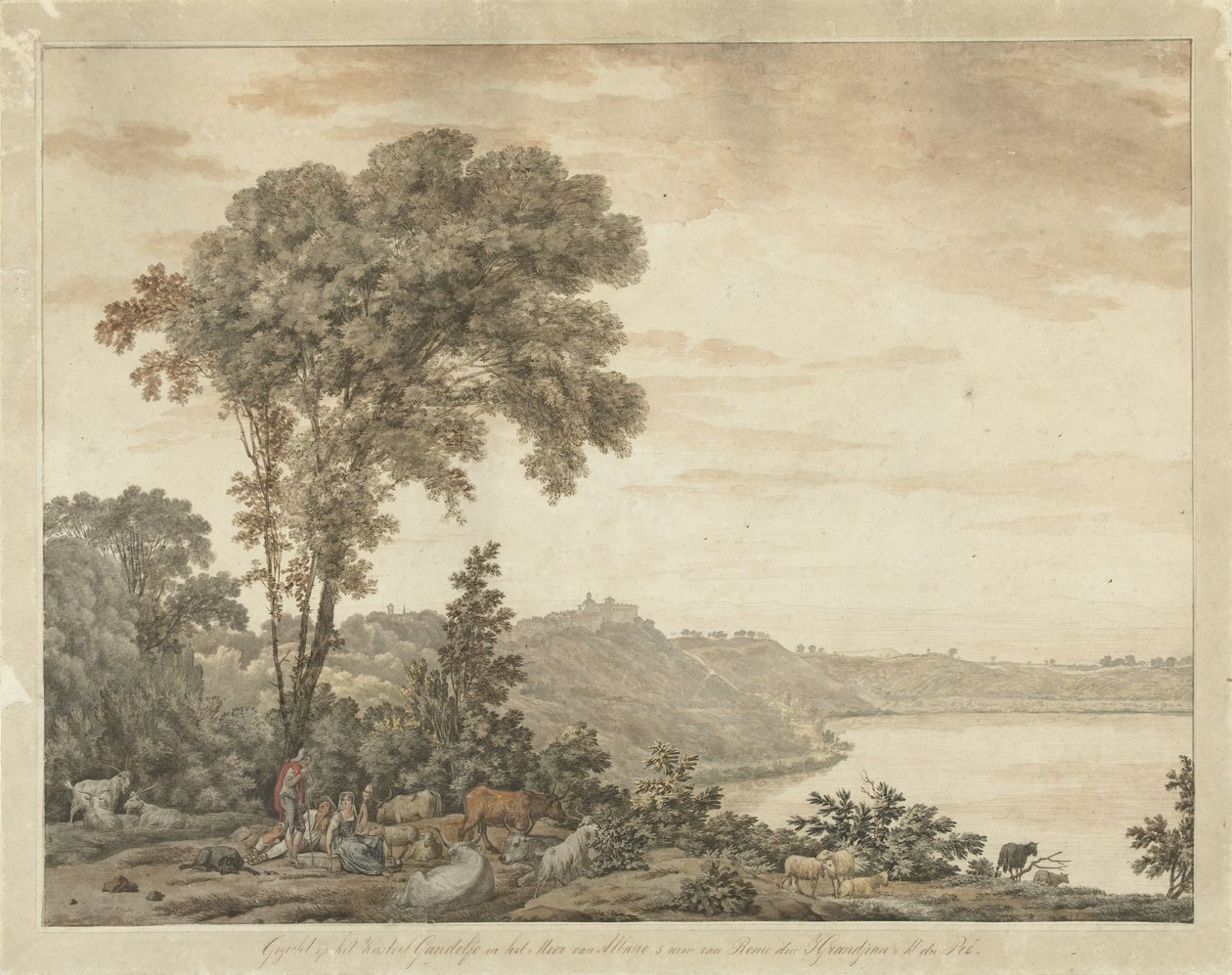 Vista de Castel Gandolfo e Lago Albano de Jean Grandjean