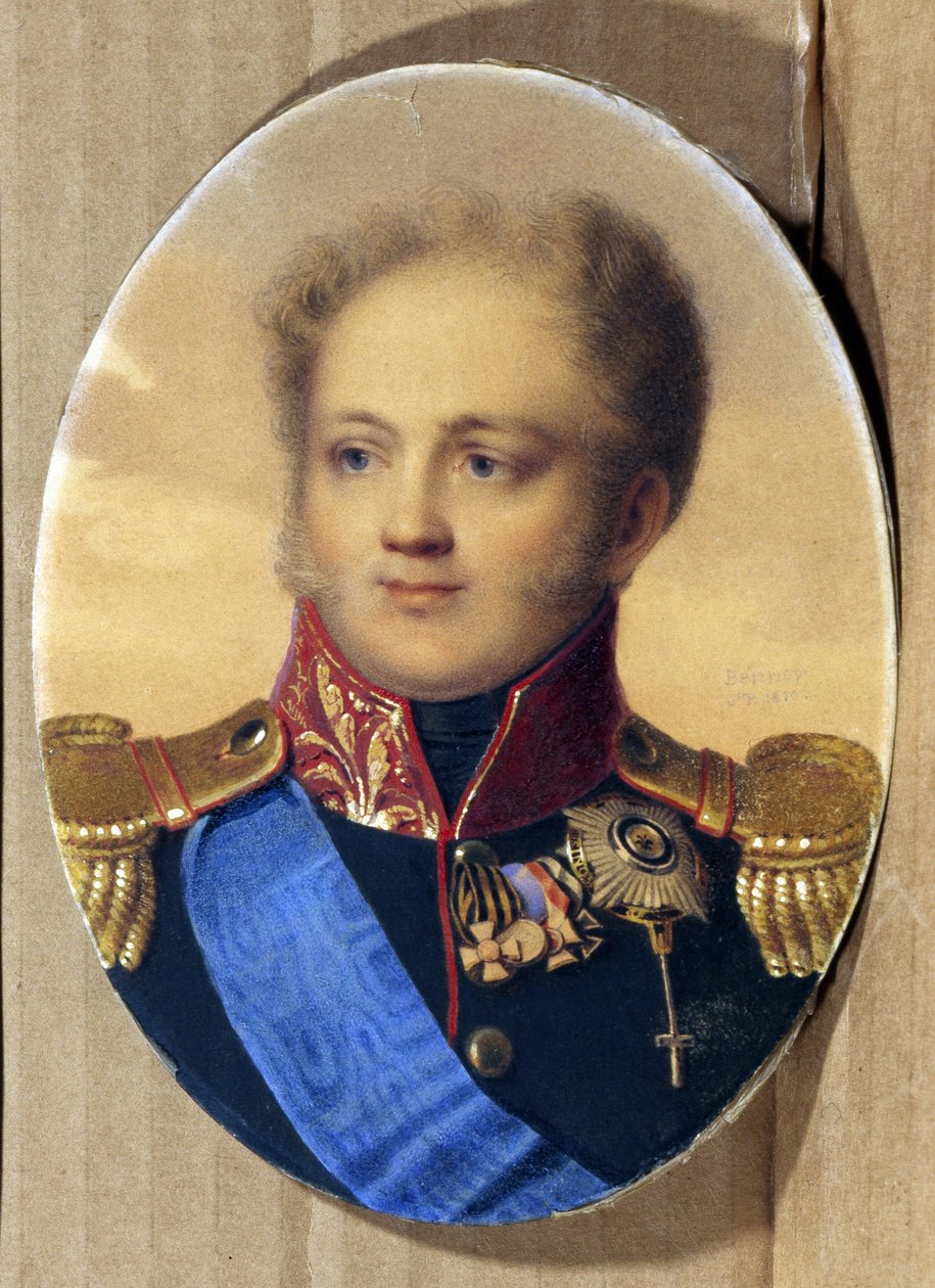 Retrato do imperador Alexandre I da Rússia (A.Pavlovich Romanov de Jean Henri Benner