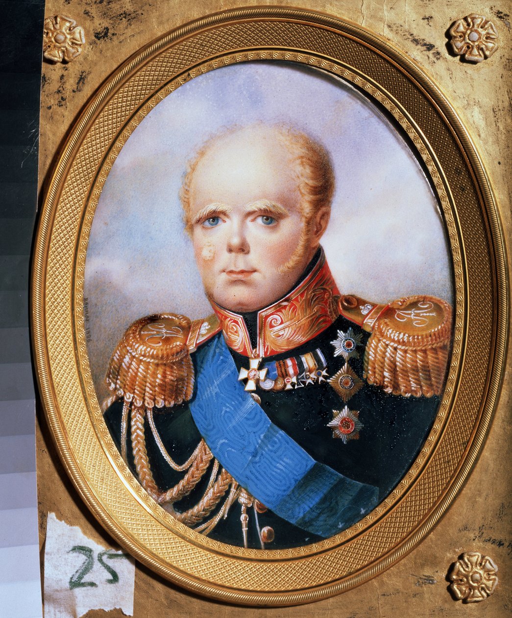 Retrato do Grão-Duque Constantino Pavlovich da Rússia (1779-1831). Pintura de Jean Henri Benner (1776-1836). Aguarela sobre papel de Jean Henri Benner