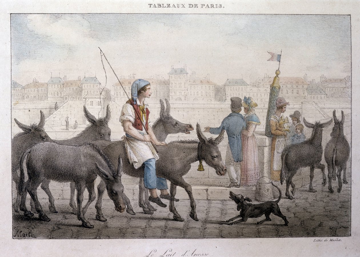 Ancien metier de rue in Paris: merchant de lait d