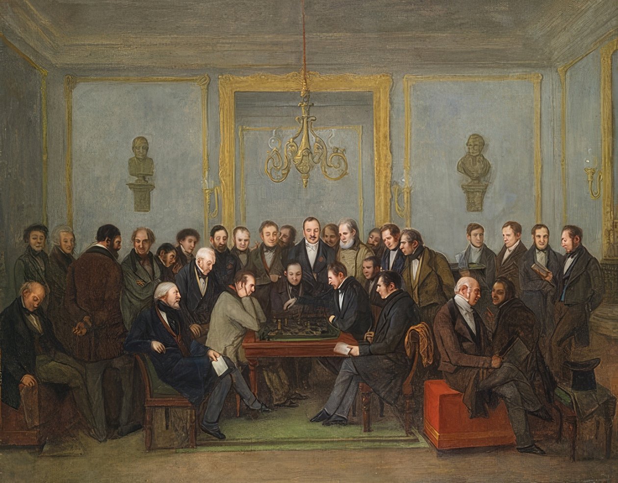 O famoso jogo de xadrez entre Howard Staunton e Pierre Saint Amant em 16 de dezembro de 1843 de Jean Henri Marlet