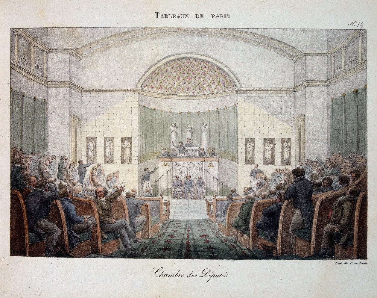 A Câmara dos Deputados em sessão - in "Pinturas de Paris" de Marlet de Jean Henri Marlet