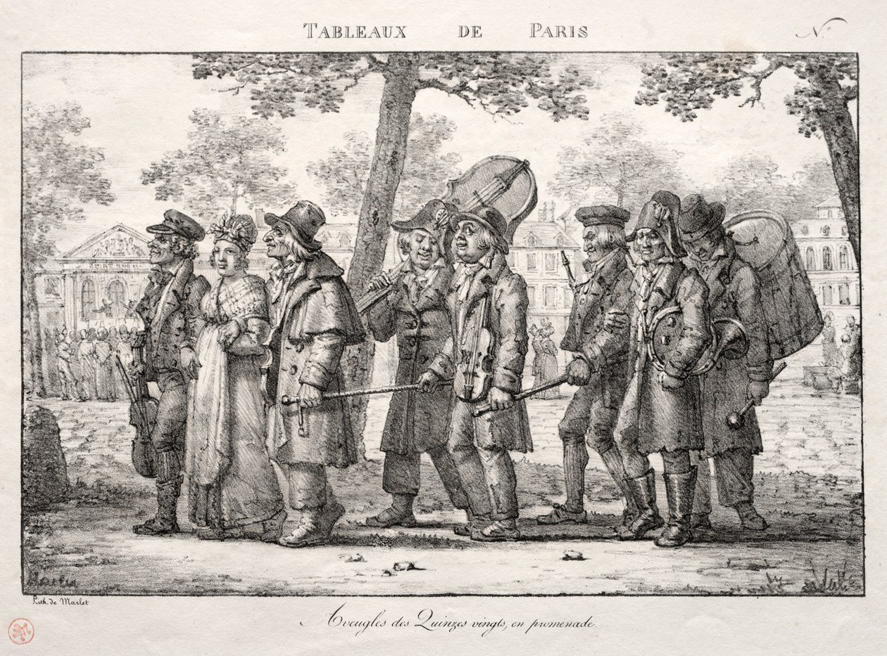 Cenas de Paris: Cegos do Quinze Vingts, Caminhando de Jean Henri Marlet
