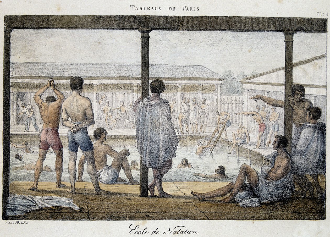 Escola de natação - em "Pinturas de Paris" de Marlet de Jean Henri Marlet