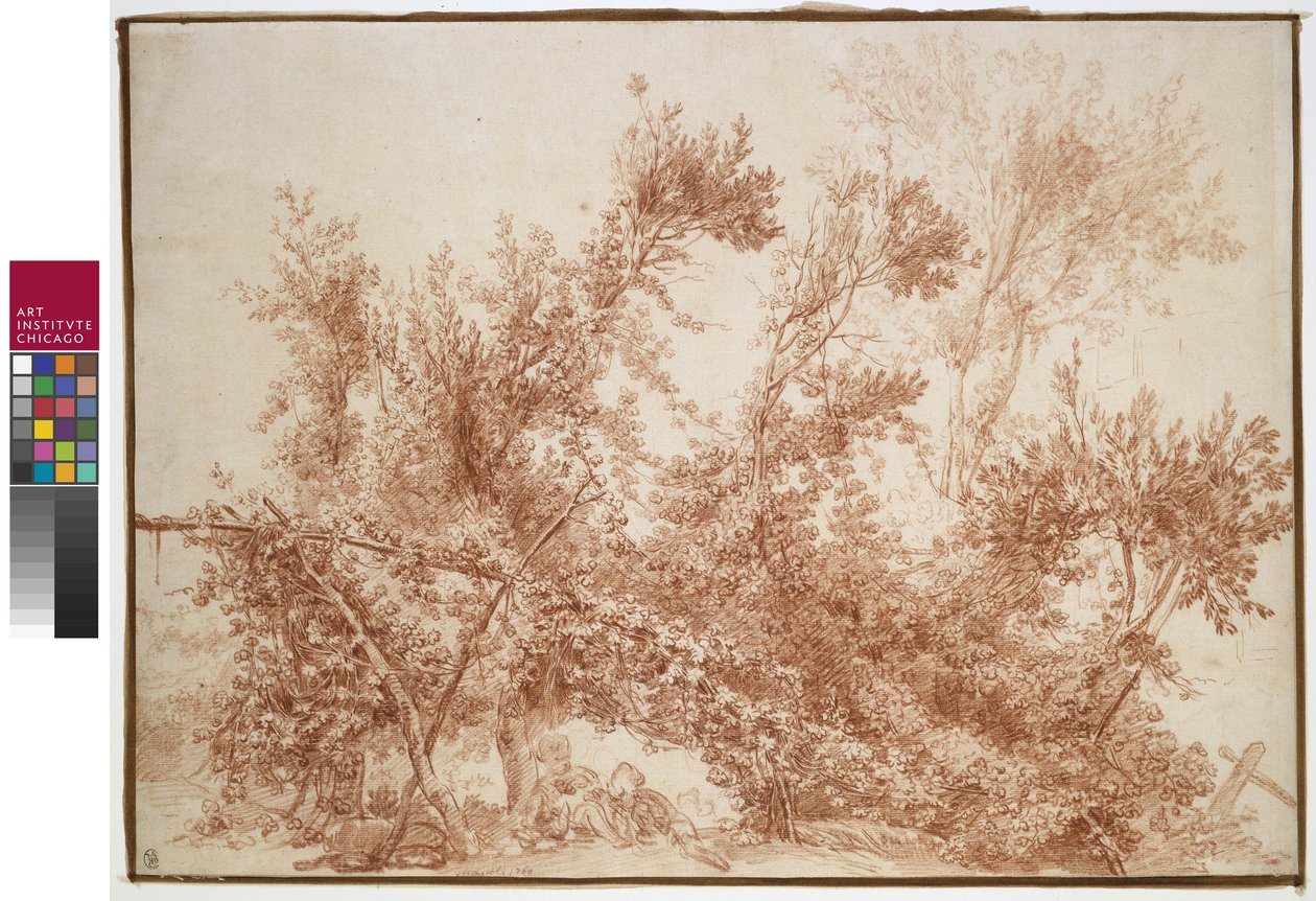 Mandril com dois filhos de Jean Honore Fragonard