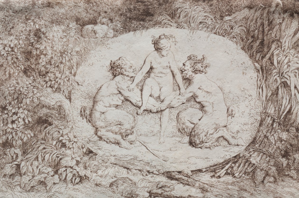 Bacanal: Ninfa apoiada por dois sátiros, 1763. de Jean Honore Fragonard