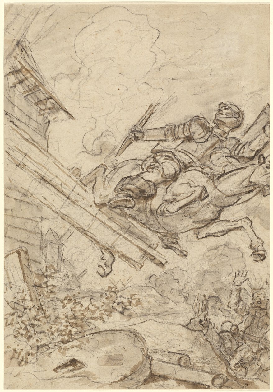 Dom Quixote atacando o moinho de vento de Jean Honore Fragonard