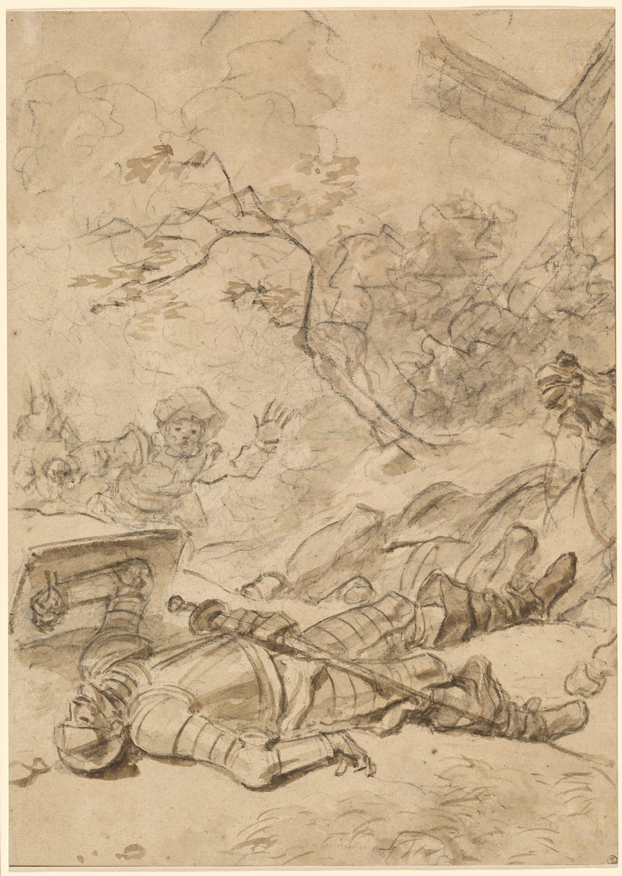 Dom Quixote derrotado pelo moinho de vento de Jean Honore Fragonard