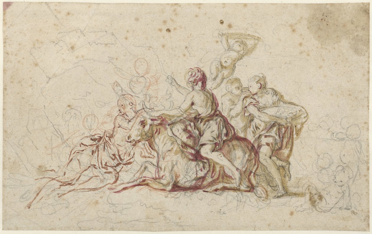 Europa raptada por Júpiter a coberto de um touro (?) de Jean Honore Fragonard