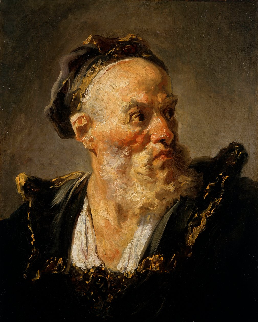 Chefe da Pintura do Velho por Jean Honore Fragonard (1732-1806) Paris do século XVIII, Musee Jacquemart Andre de Jean Honore Fragonard
