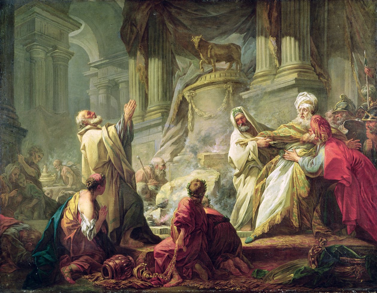 Jeroboão sacrificando ao bezerro de ouro, 1752 de Jean Honore Fragonard
