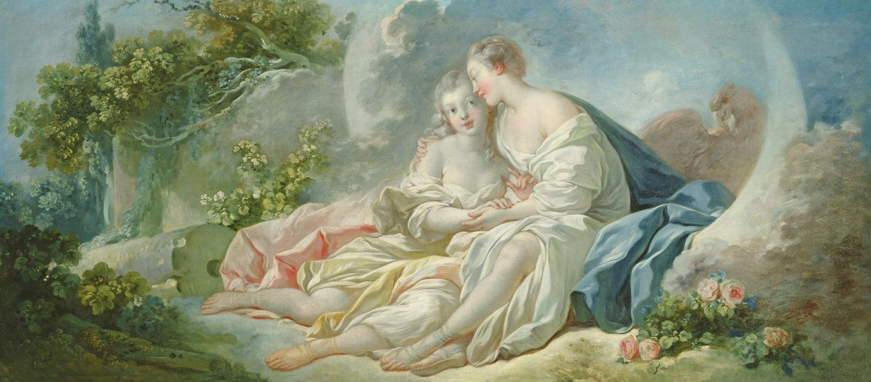 Júpiter disfarçado de Diana tenta seduzir Calisto, c.1753 de Jean Honore Fragonard