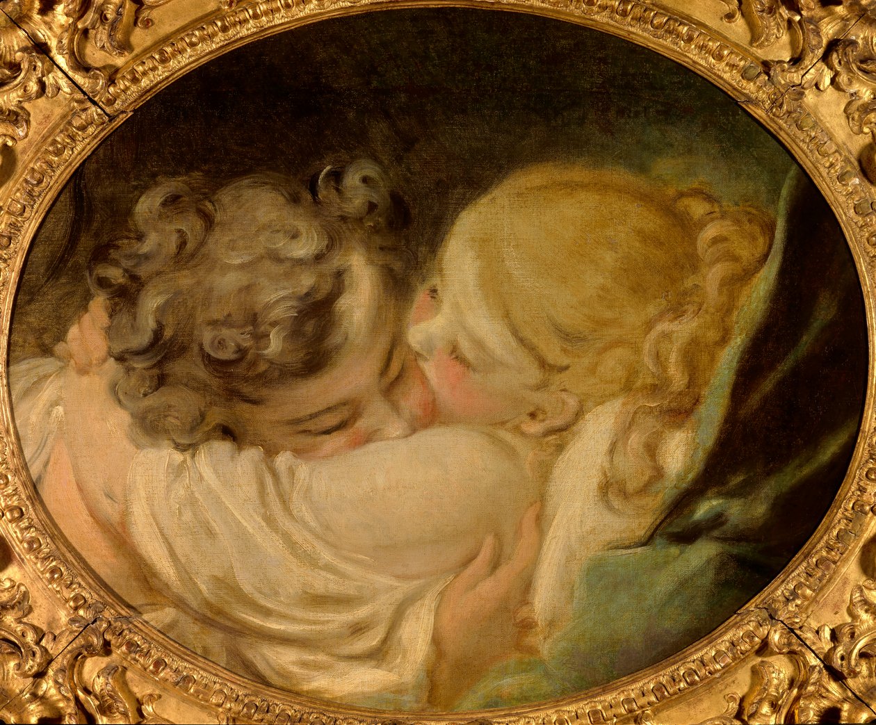 Le baiser Painting de Jean Honore Fragonard (1732-1806) Colecção privada do século XVIII de Jean Honore Fragonard