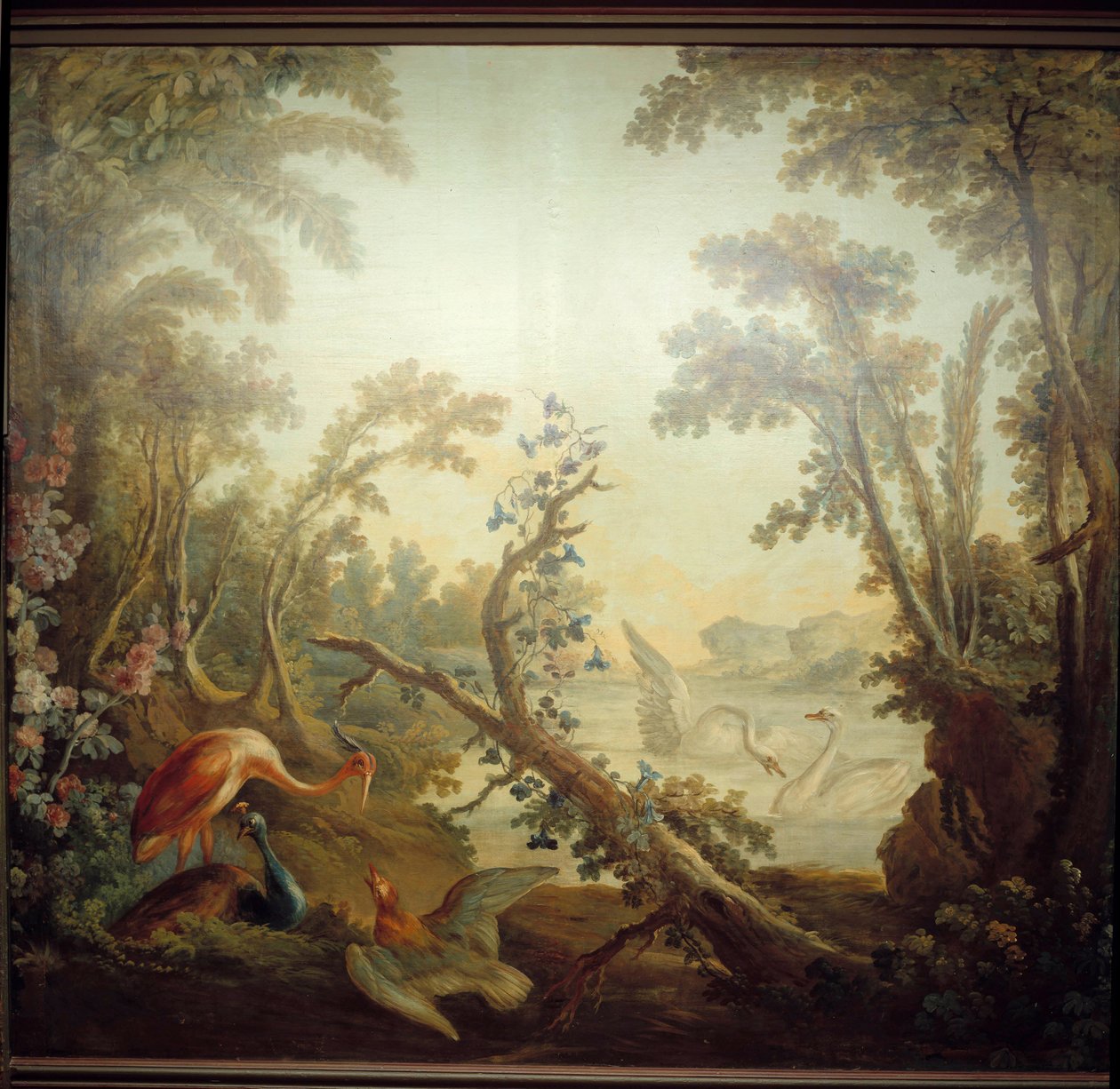 Sinal de Marteau lounge: paisagem de cisne. Jean Baptiste Huet (1745-1811) e Jean Honore Fragonard (1732-1806) de Jean Honore Fragonard