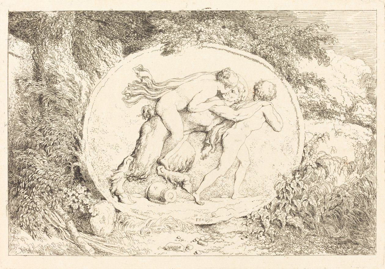 Ninfa montada em um sátiro (jovem montada em um sátiro) de Jean Honore Fragonard