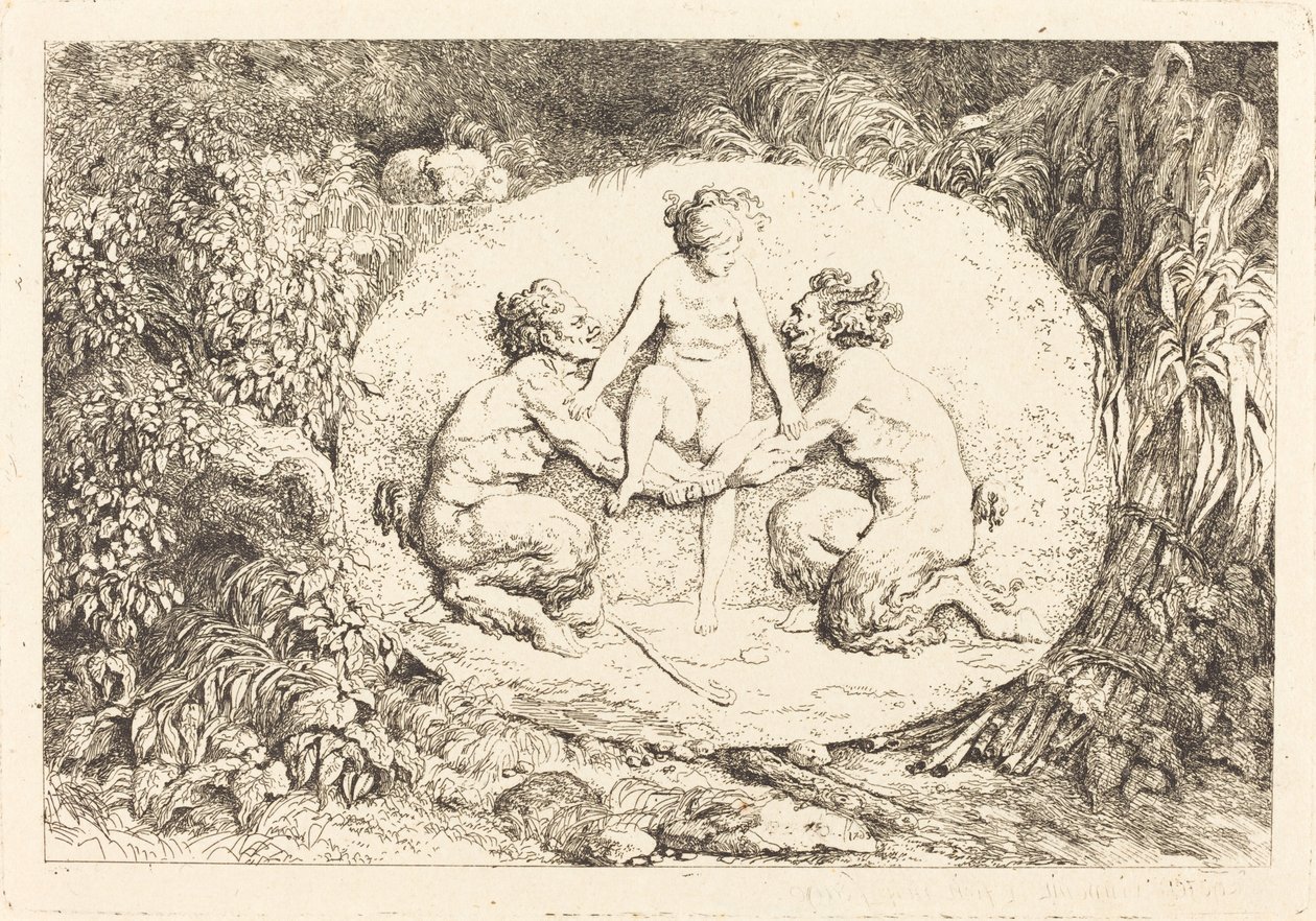 Ninfa Apoiada por Dois Sátiros de Jean Honore Fragonard