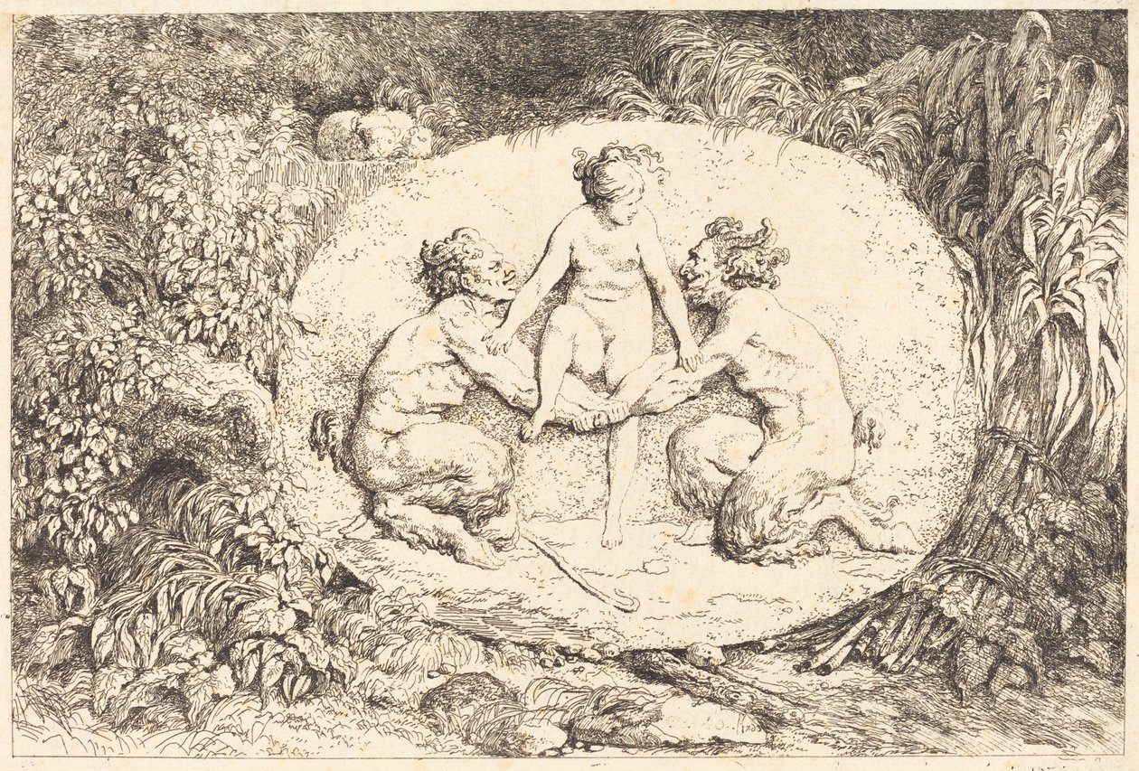 Ninfa Apoiada por Dois Sátiros de Jean Honore Fragonard