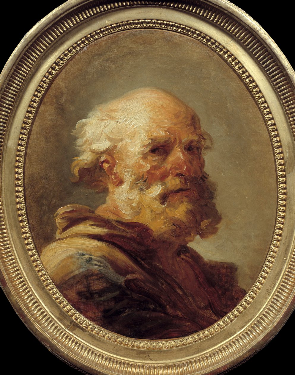 A cabeça do velhote. Pintura de Jean Honore Fragonard (1732-1806), ca. 1766-1769. Amiens, Musee De Picardie de Jean Honore Fragonard