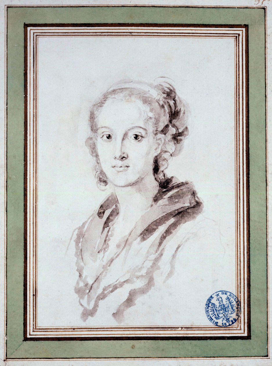 Retrato de Marguerite Gerard (1767-1837) Pintora francesa, cunhada de Fragonard Desenho na lavagem de Jean Honore Fragonard (1732-1806) 1800 em torno de Besancon, Musee des Beaux Arts de Jean Honore Fragonard
