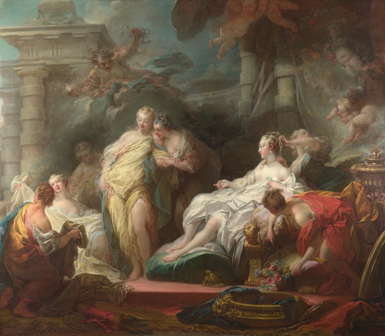 Psique mostrando suas irmãs seus presentes de Cupido, 1753 de Jean Honore Fragonard