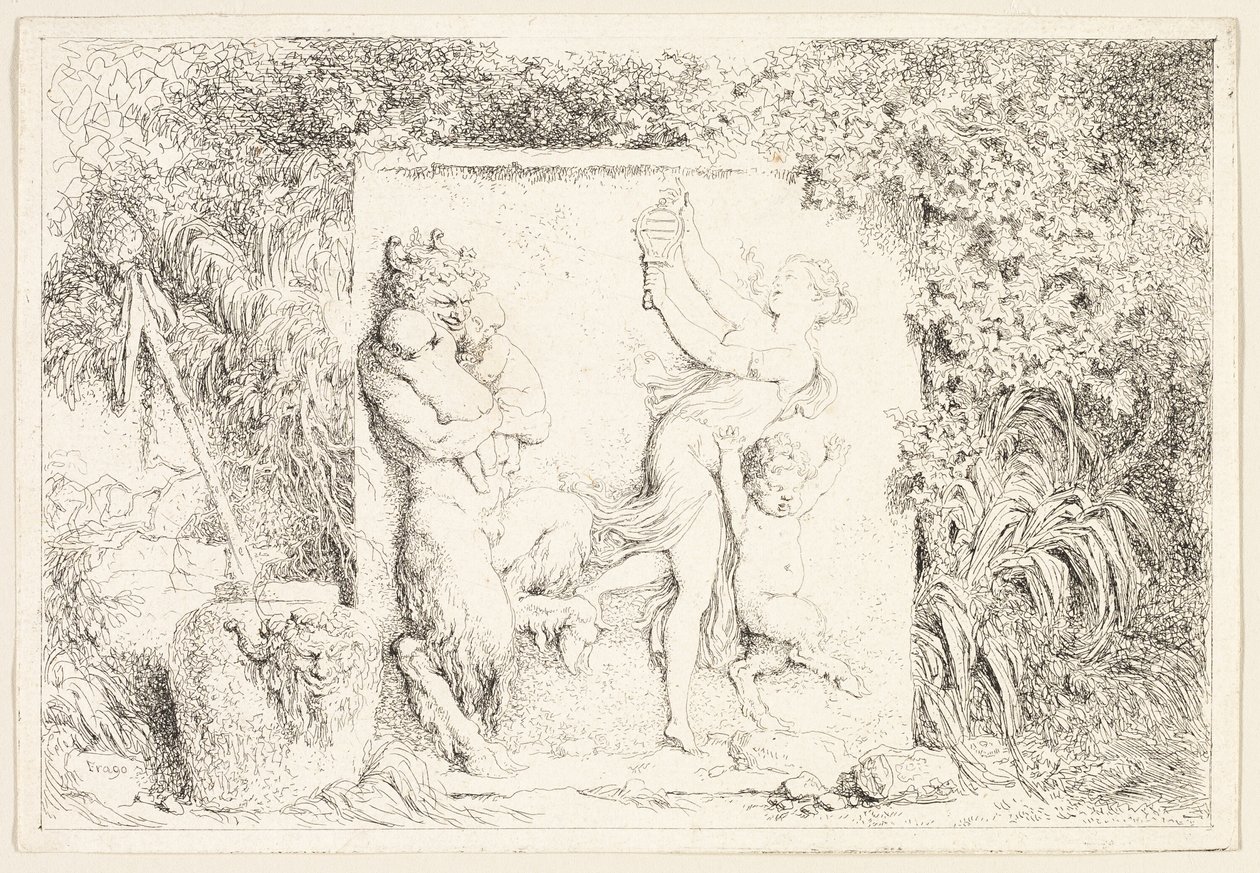 Sátiras dançando de Bacchanales, ou Jogos das Sátiras de Jean Honore Fragonard