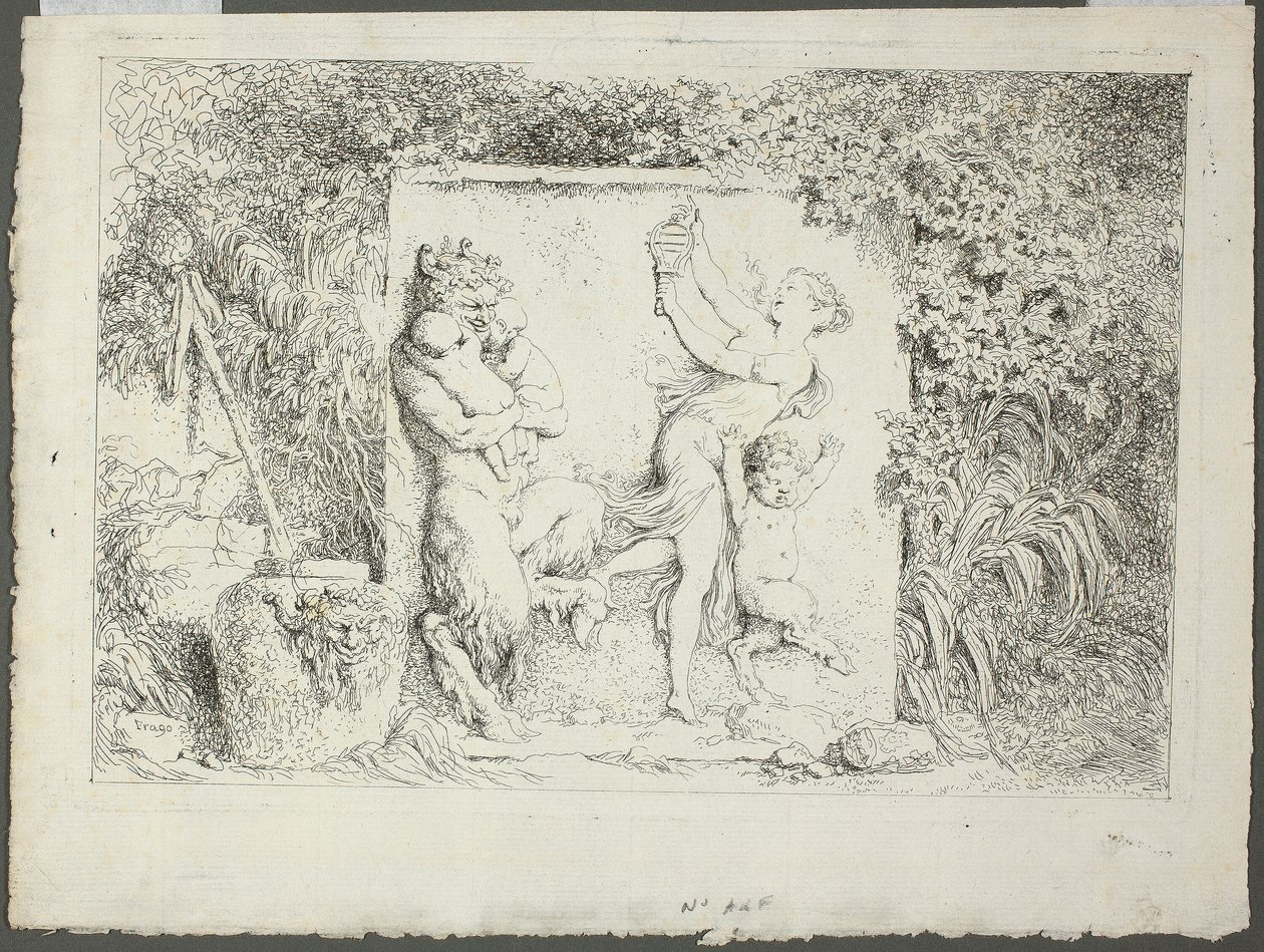 Família dos Sátiros, de Bacchanales, ou Jogos dos Sátiros de Jean Honore Fragonard