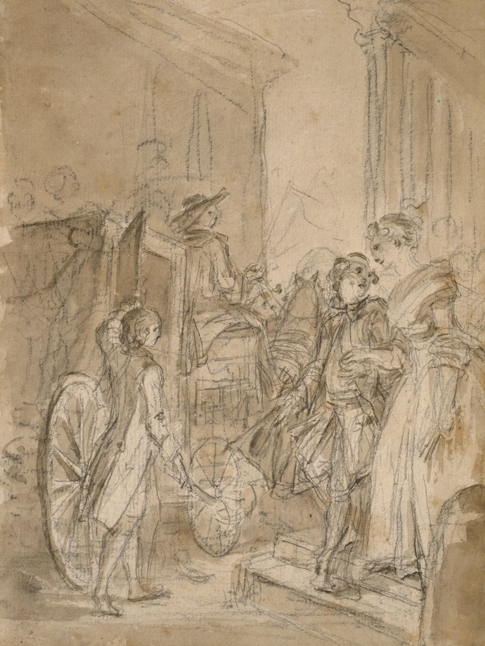 A partida pelo treinador, c.1780-89 de Jean Honore Fragonard
