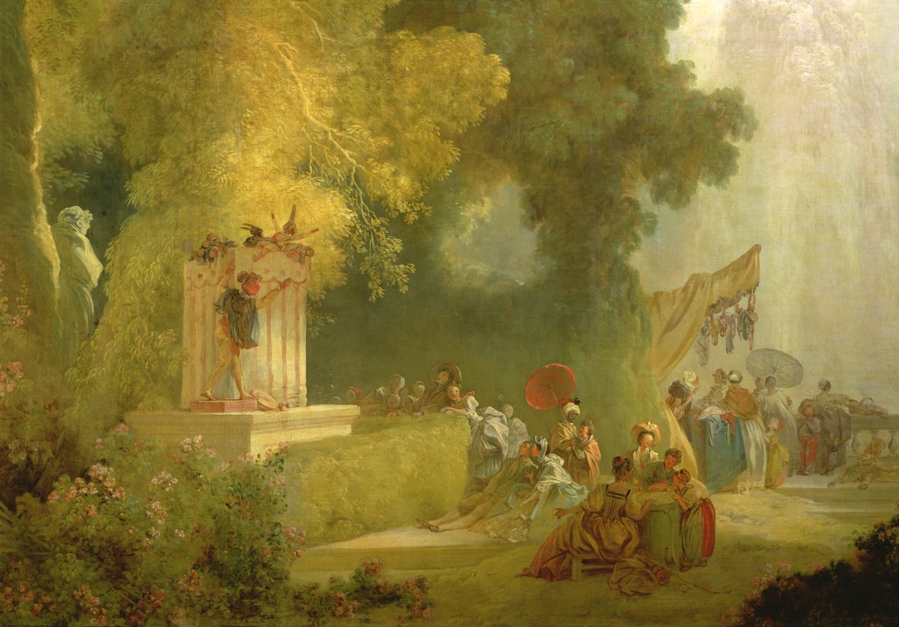 A festa em Saint-Cloud, detalhe do óleo de marionete sobre tela detalhe de 89790 de Jean Honore Fragonard