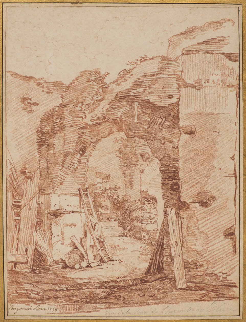 A corte do eremita no Coliseu, 1758 de Jean Honore Fragonard