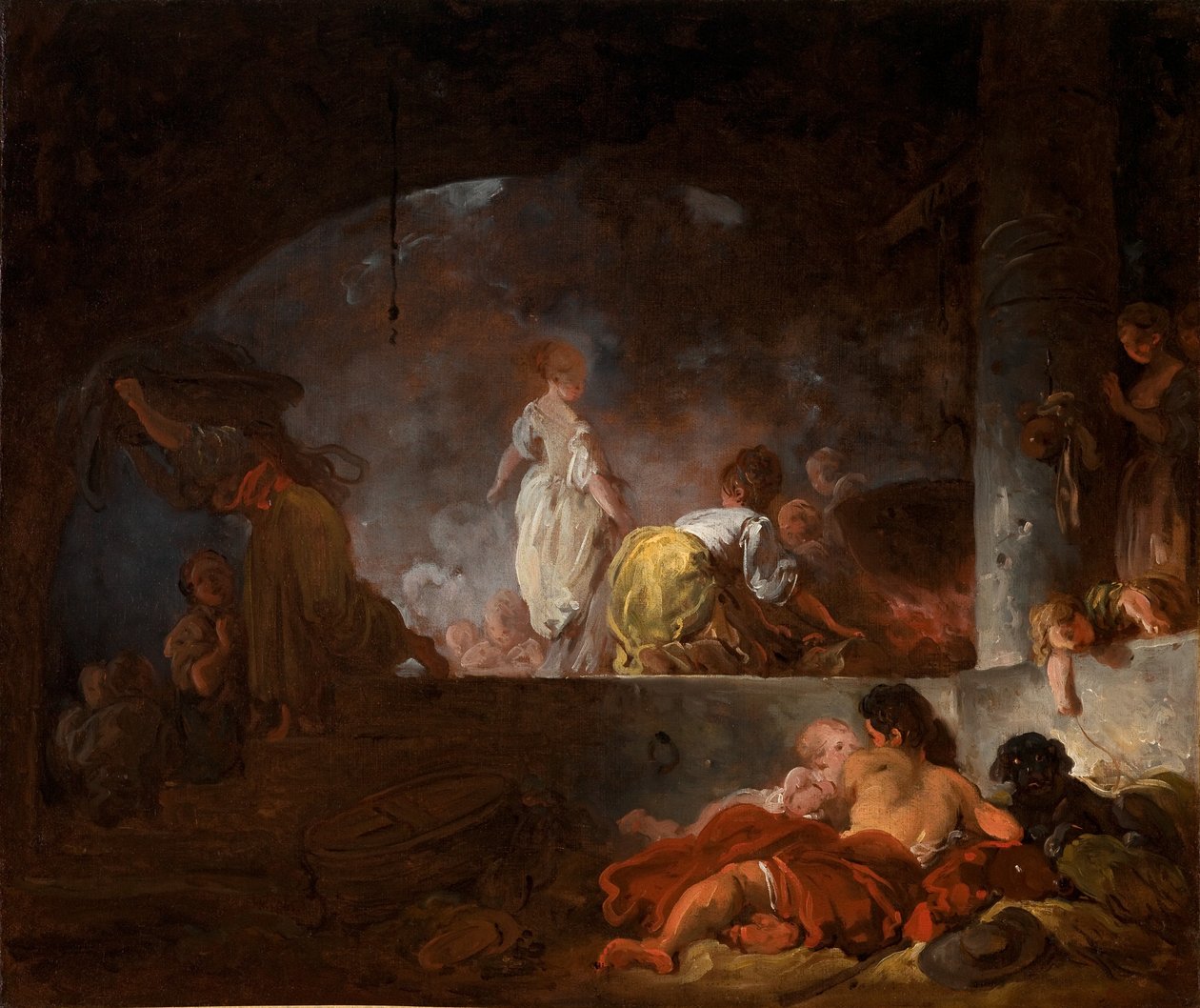 As Lavadeiras, c.1756-61 (óleo sobre tela) de Jean Honore Fragonard