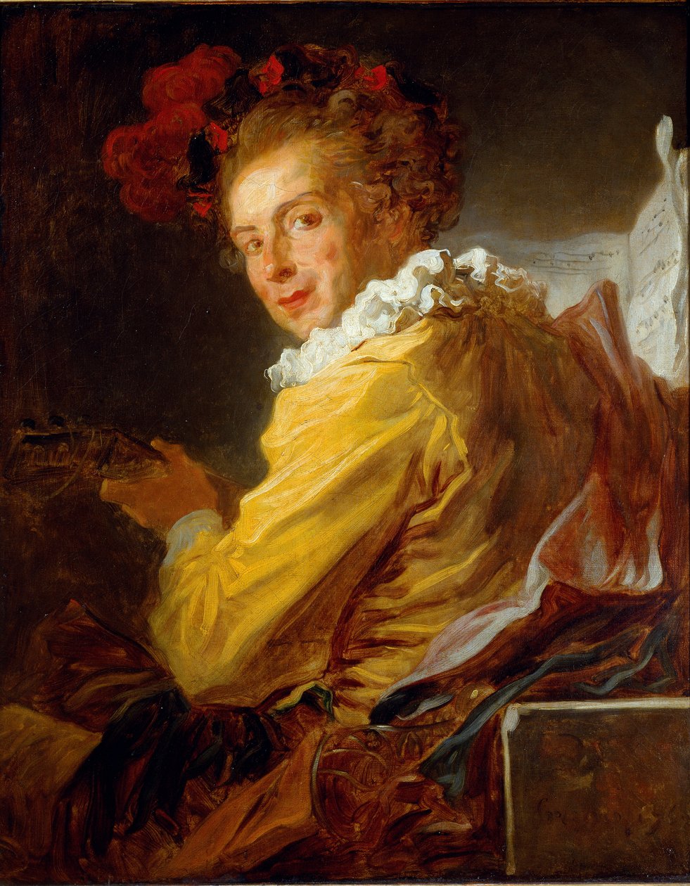 A Música - Retrato de Monsieur de la Breteche, irmão da Abbe Saint-Non de Jean Honore Fragonard