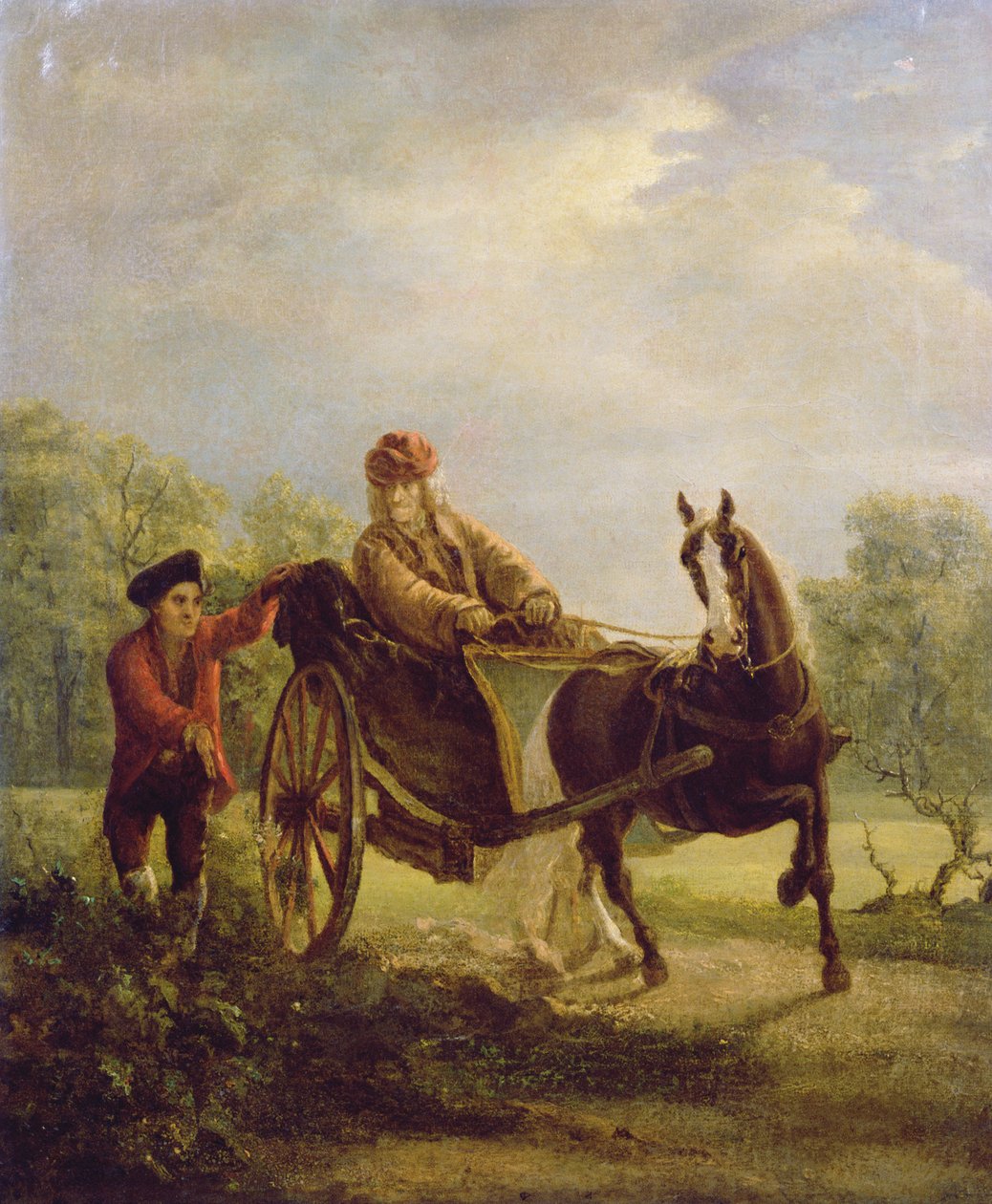 Voltaire (1694-1778) em um cabriolet em Ferney de Jean Huber