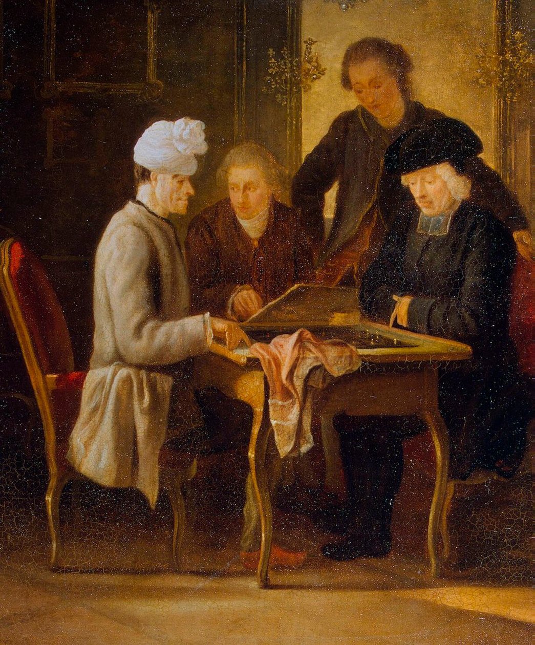 Voltaire em uma mesa de xadrez